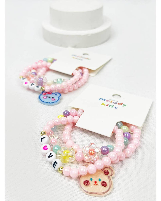 Love and Bear Theme Kids Layering Bracelet Set