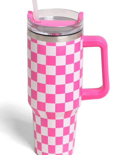 Checkered 40oz Handle Tumbler