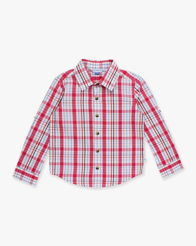 Boys Adley Plaid Long Sleeve Button Down Shirt