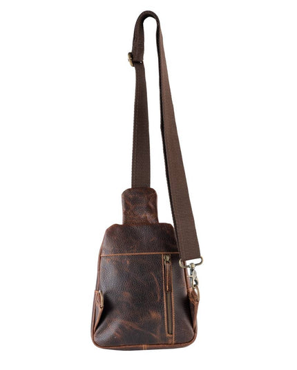 Genuine Leather  Unisex Travel Sling - Rustic Mahogany