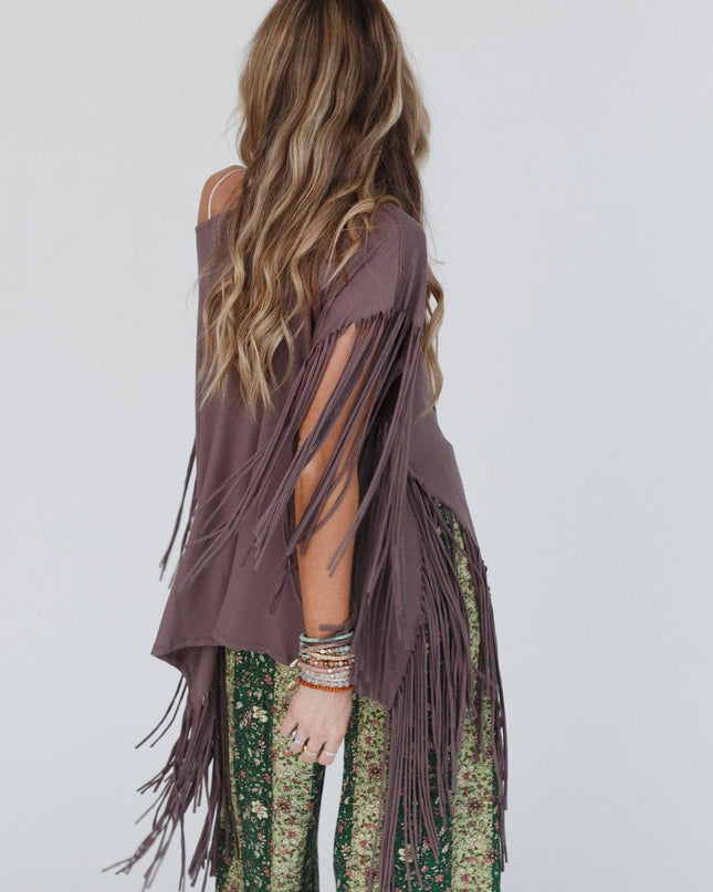 Western Showstopper Fringe Top - Mocha