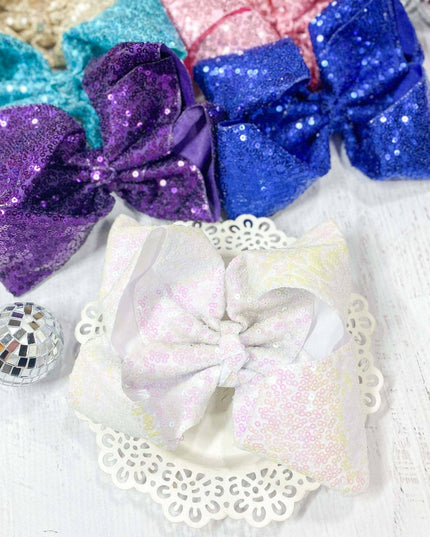 Sequin Texas Size Hair Bows - Alligator Clip - 6.5"