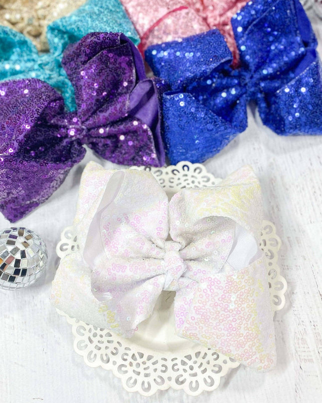 Sequin Texas Size Hair Bows - Alligator Clip - 6.5"