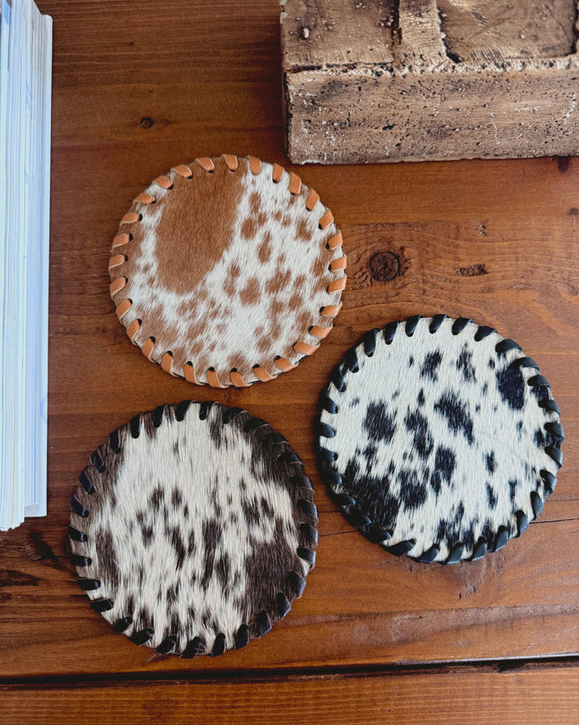 Genuine Cowhide Leather Coasters P| Western Hair-On Hide