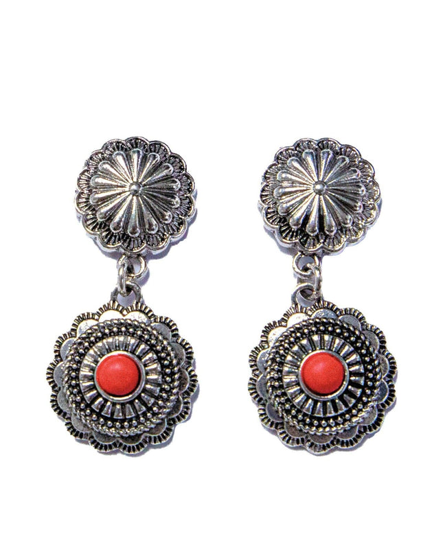 Red Concho Earrings