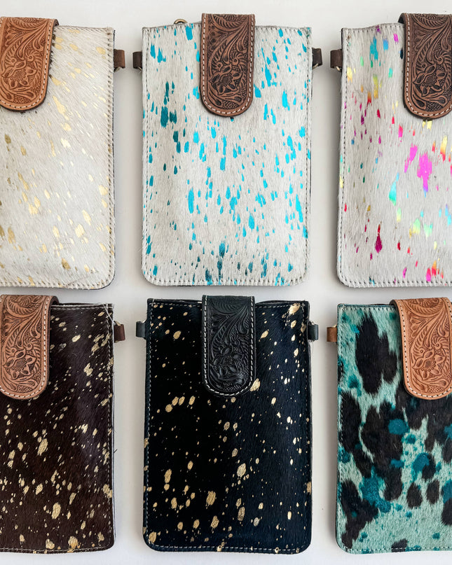 HAYDEE PHONE CROSSBODY mobile Western Tooled Leather Cowhide