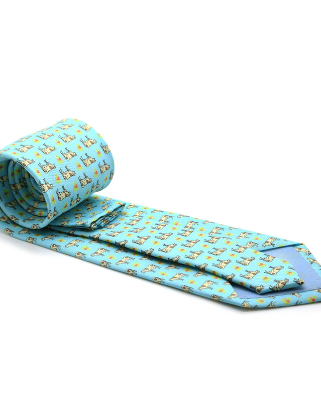 Cow Aqua Necktie with Handkerchief Set