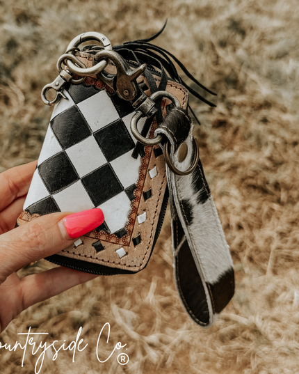 The Sidekick Checkered Mini Wallet Keychain
