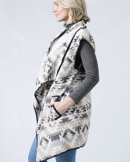 Western Pattern Vest with Pocket