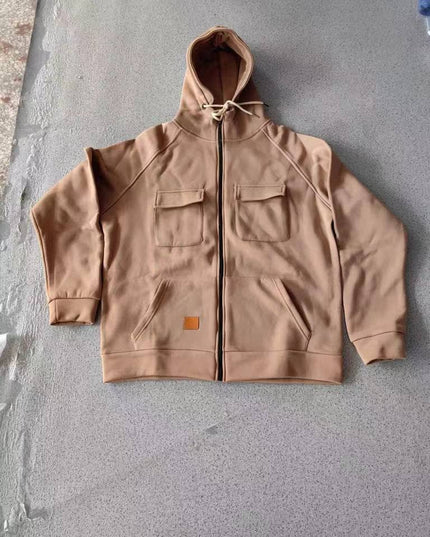 Men's Casual Solid Color Hooded Sweatshirt Jacket