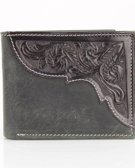 American Bison Oil Pull Up Bifold Wallet Tooled  ABW028