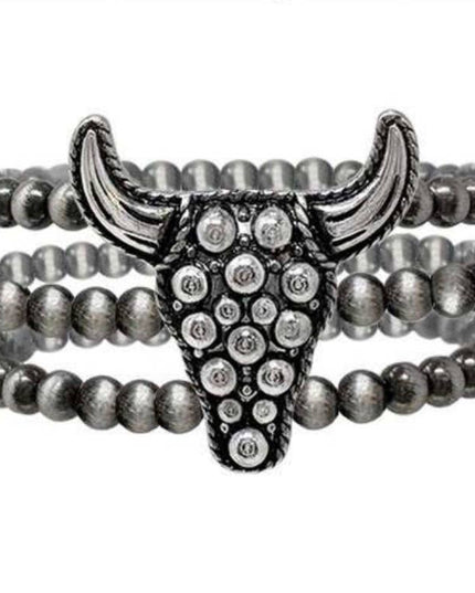 2 Layered Navajo Pearl Western Pendant Stretch Bracelet bow