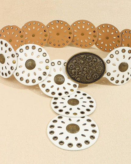 Studded Oval Disc Snap Y Shape Punk Belt | 40BT658