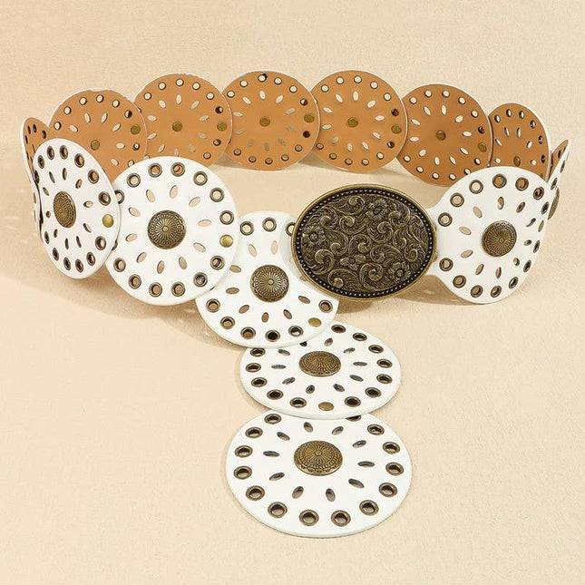 Studded Oval Disc Snap Y Shape Punk Belt | 40BT658