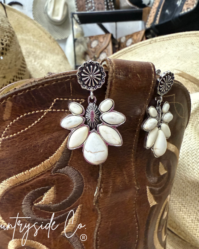 Darling White Stone Dangle Earrings
