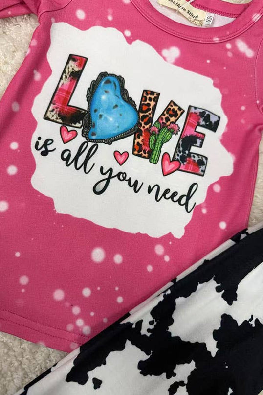 ”Love is all you need“ print top bottom girls set XCH0018-13