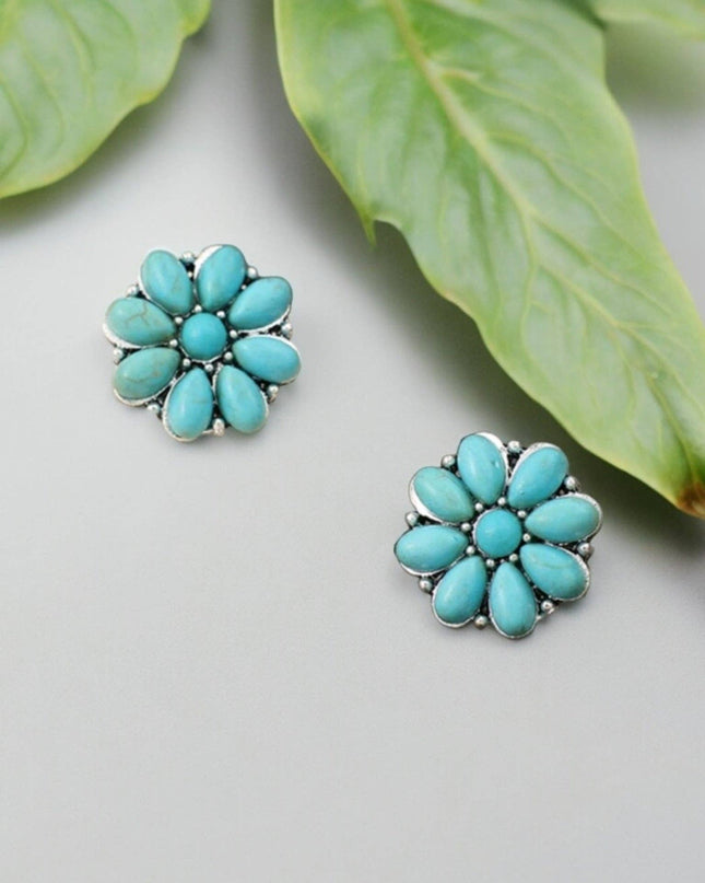 Vintage Style Western Flower Stud Earrings