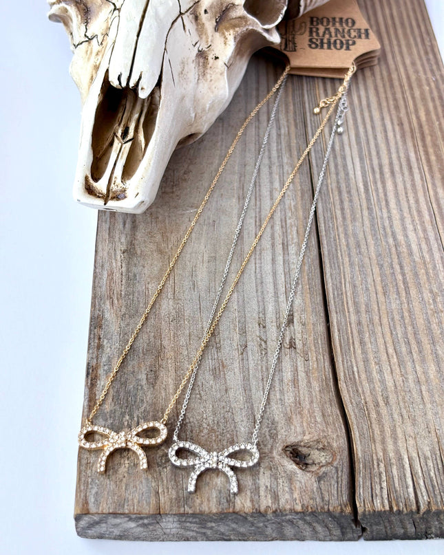 Western Dainty Coquette Bow Necklace