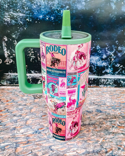 Pink Rodeo Poster Flip Top Tumbler