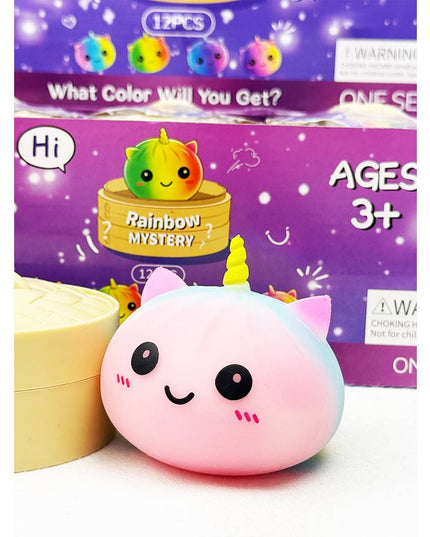 Mystery Rainbow Unicorn Dumpling Squishy with Steamer