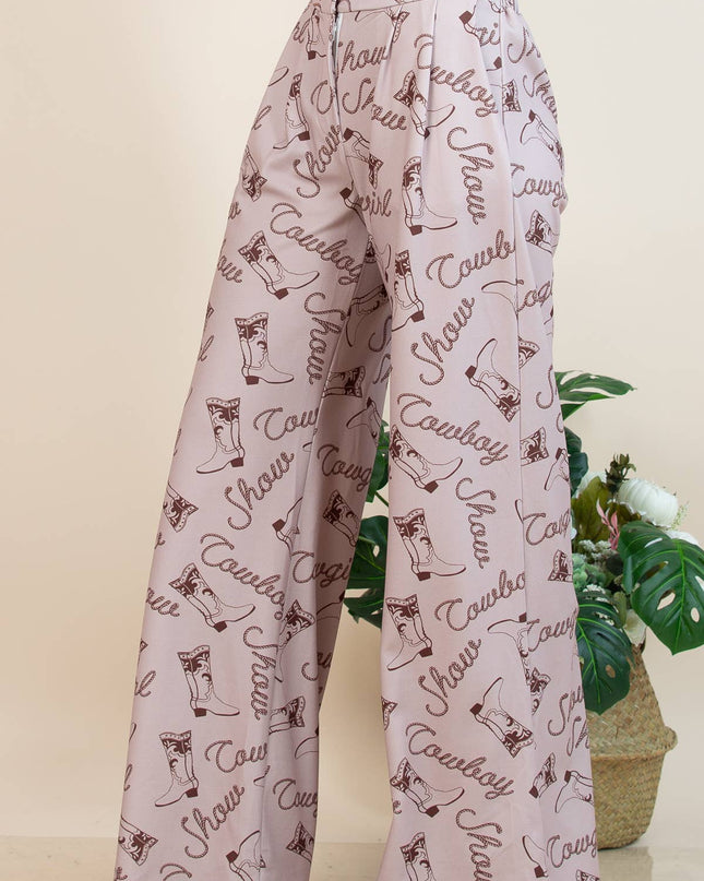 P1261-6157-Norma Cowboy Show Print Slack Pants