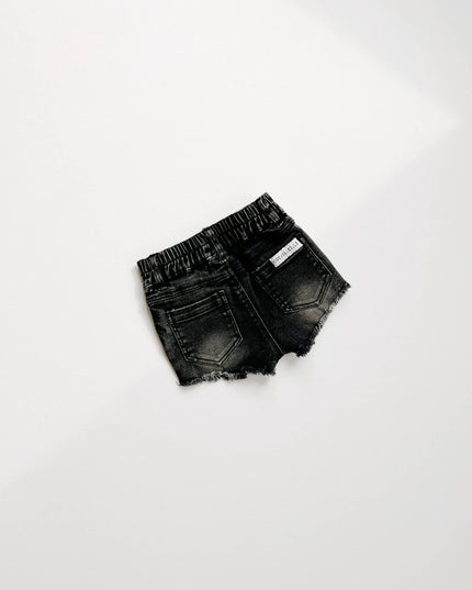Girls Denim Shorts - Faded Black
