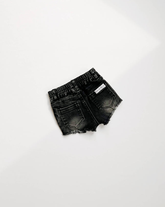 Girls Denim Shorts - Faded Black