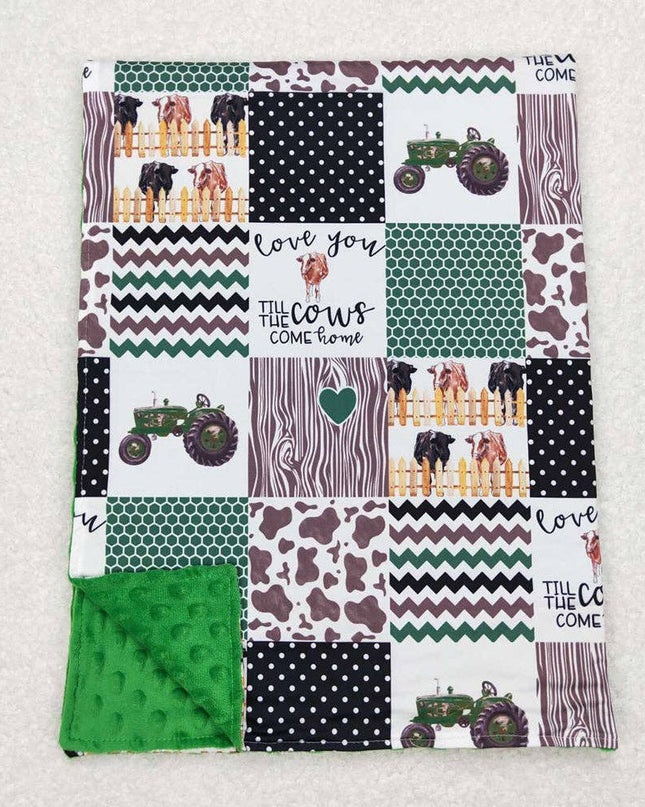 Baby Kids Farm Tractors Minky Blankets