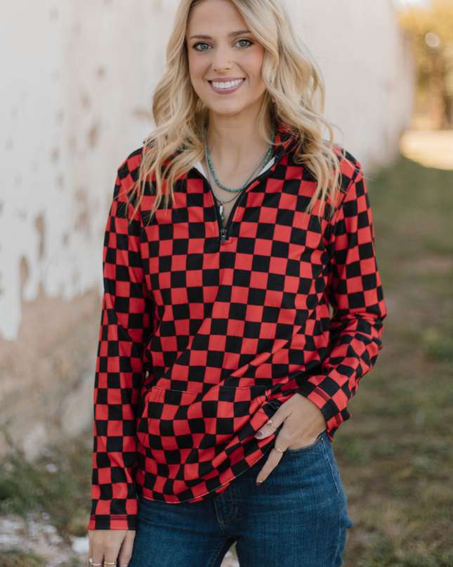 Pep Rally Pullover - Red & Black