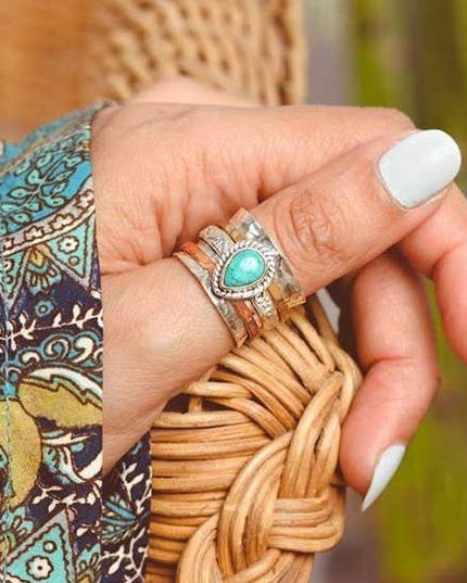 Teardrop Natural Stone Ring | 40R116