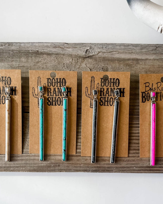 Western Bar Stone Earrings -  Earring Statement Earrings