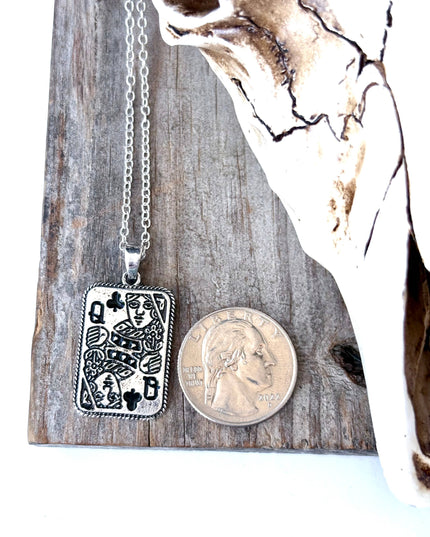 Western Style Queen Playing Card Pendant Necklace