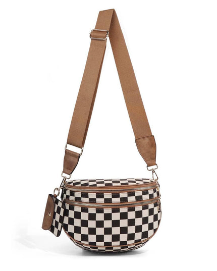 Kaylee Mixed Media Double Zip Crossbody Sling Bag