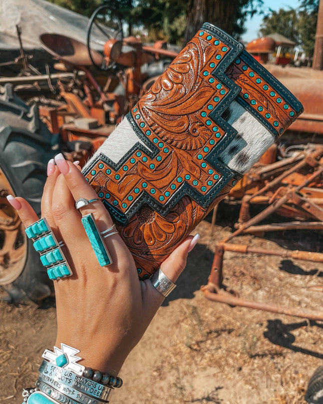 The Darlene Cowhide Leather Tooled Wallet