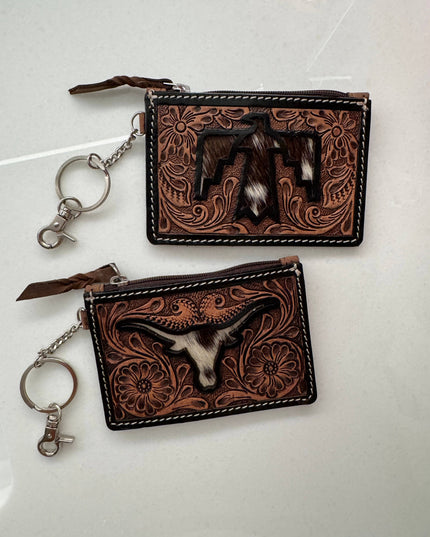 Longhorn Freebird Western Cowhide Leather Keychain Wallet