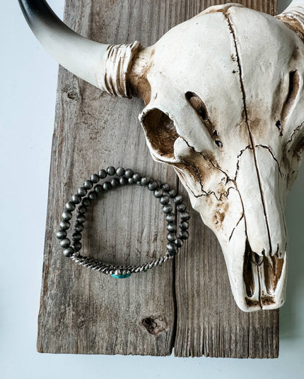 Western Bracelet Navajo Style Turquoise Accent - Rhinestones