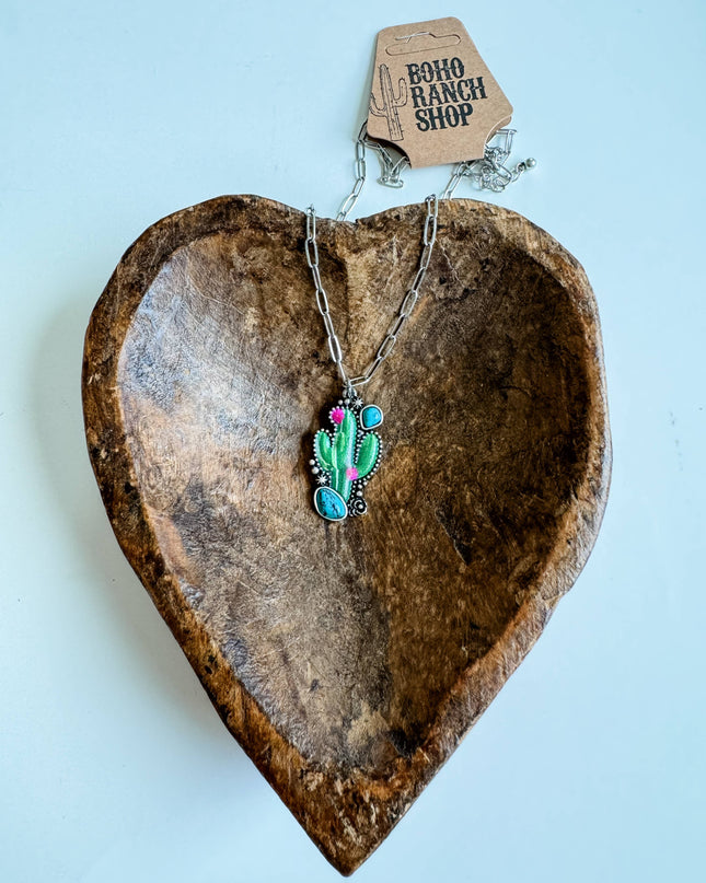 Western Pendant Necklace - Cactus | Steer 