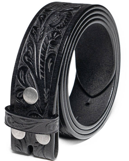 Genuine Leather Men's Belt with Snap-On Strap without Buckle