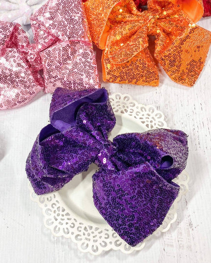 Sequin Texas Size Hair Bows - Alligator Clip - 6.5"