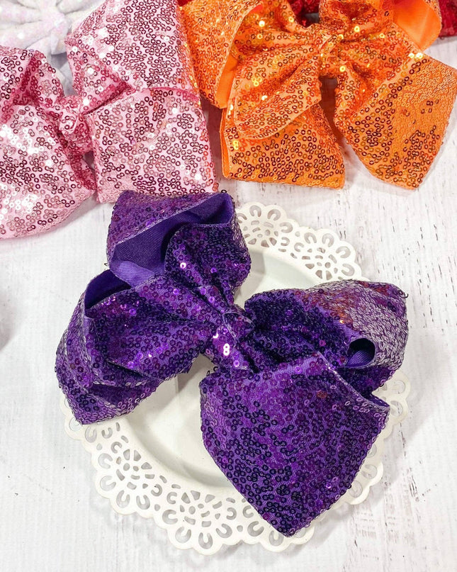 Sequin Texas Size Hair Bows - Alligator Clip - 6.5"