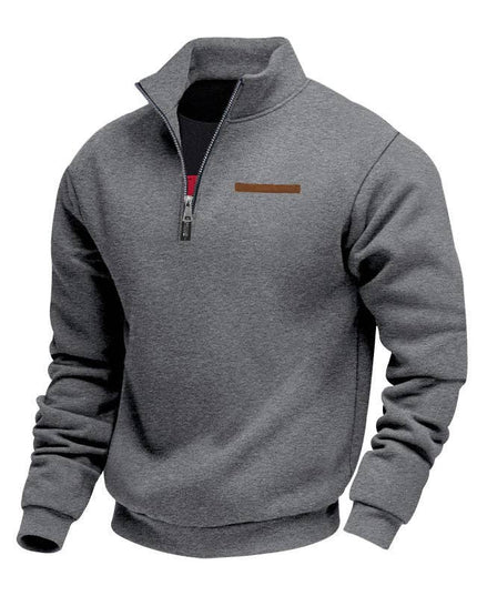 Half Zipper Loose Stand Collar Men Pullover Hoodie