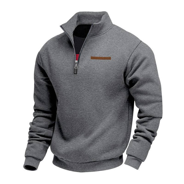 Half Zipper Loose Stand Collar Men Pullover Hoodie