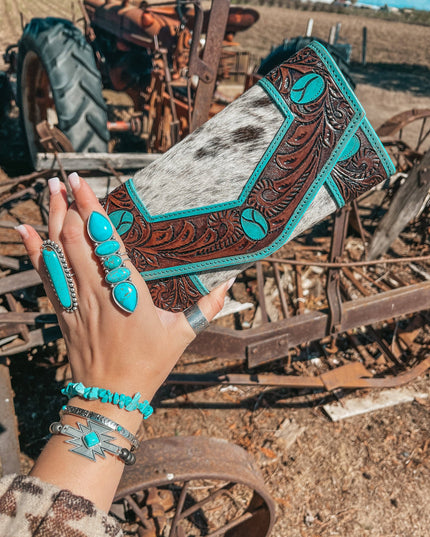 Turquoise Vibes Cowhide Wallet a Haute Southern Hyde