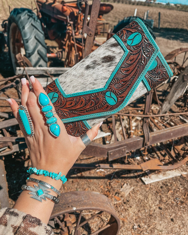 Turquoise Vibes Cowhide Wallet a Haute Southern Hyde
