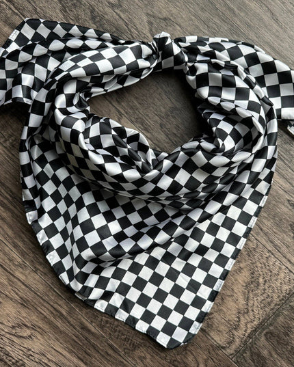 WILD RAG Black and White Check Cowboy Western Neck Scarf Bandanna by Double B Wild Rags