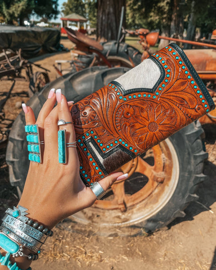 The Darlene Cowhide Leather Tooled Wallet
