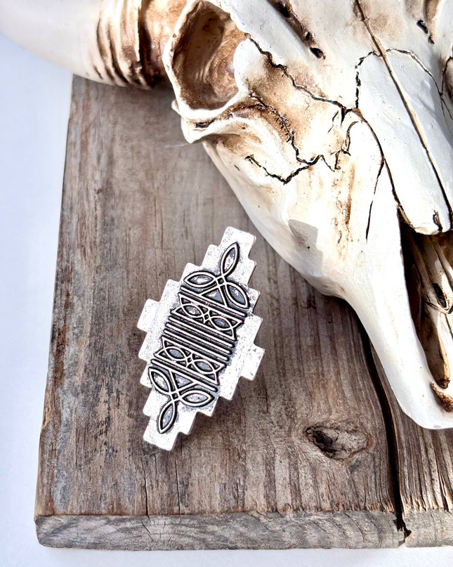 Western Style Aztec Pendant Statement Cuff Ring