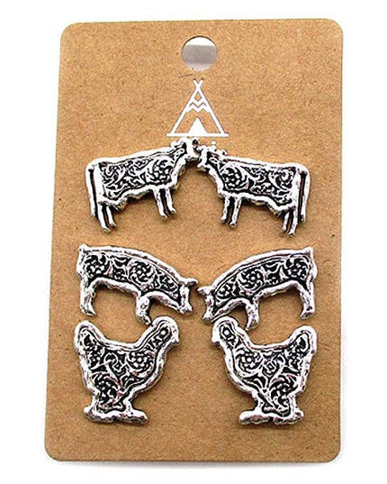Western Farm Animal 3-Pair Earrings