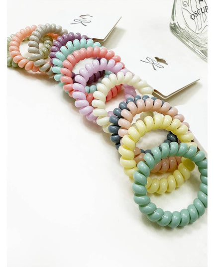 Pastel Tone Spiral Hair Tie Set