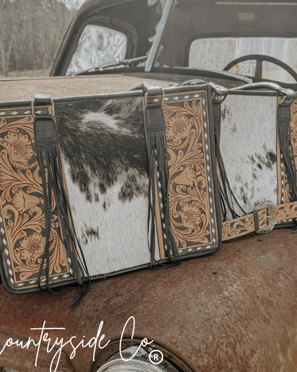 Panhandle Tooled Leather Cowhide Tote, Computer Bag, Purse